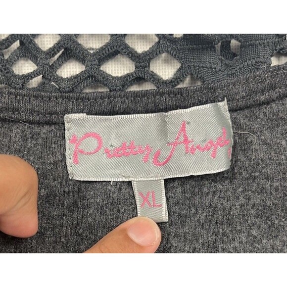 Pretty Angel Tunic Top Womens Silk Blend Size XL Gray Artsy Witchy Whimsygoth - Picture 3 of 6